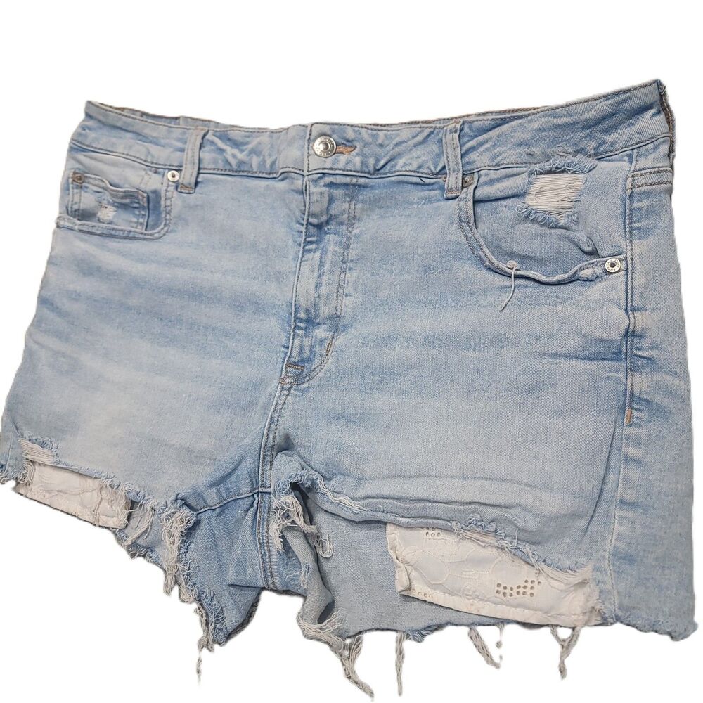 American Eagle Outfitters Light Blue Distressed Denim Jean Shorts